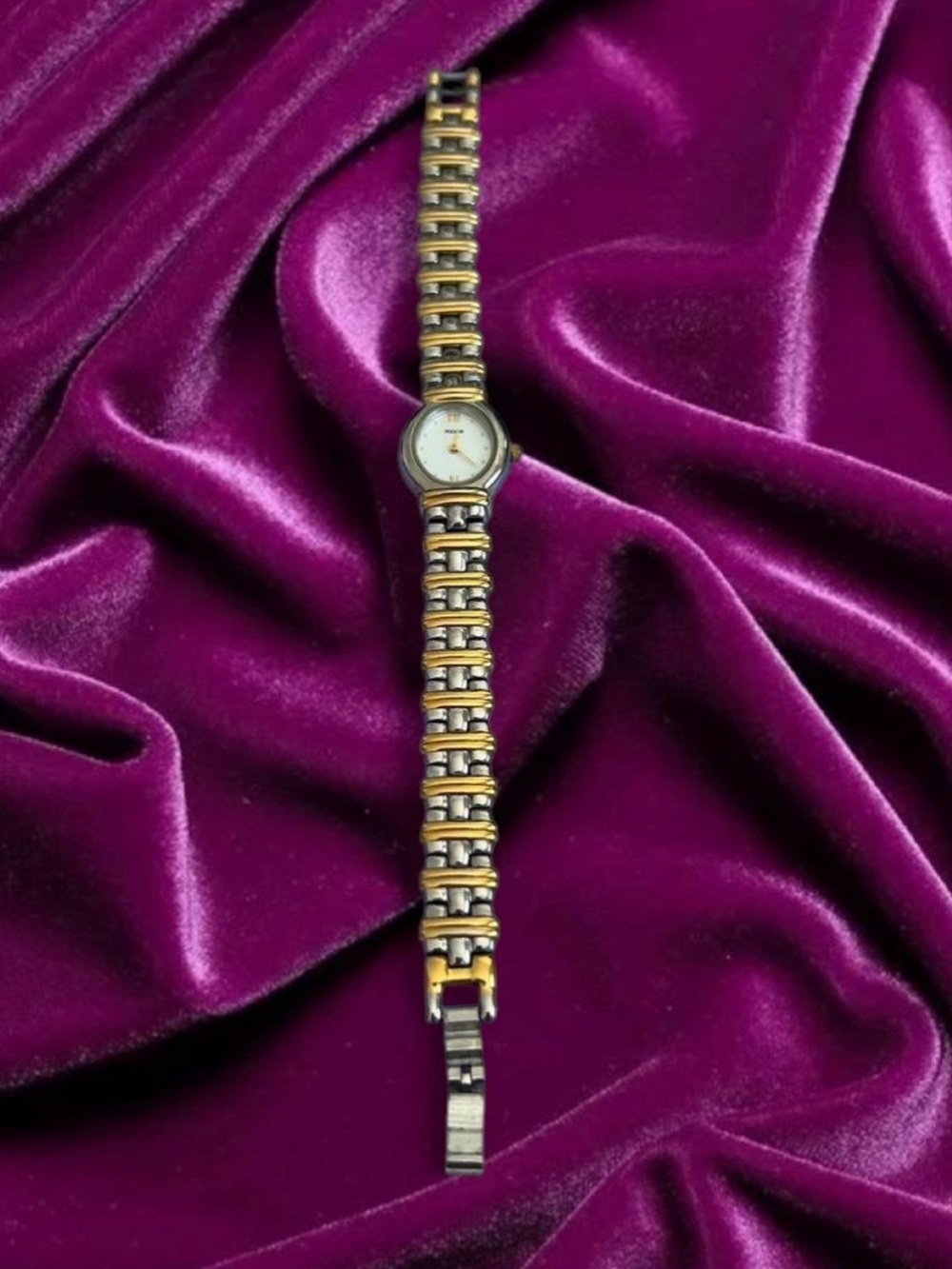 Vintage 1980’s Pulsar Gold-Tone Women's Bracelet Watch - Two-Tone Link Design